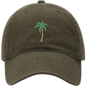 Unisex Green 100% Cotton Palm Tree Embroidered Adjustable Classic Baseball Cap